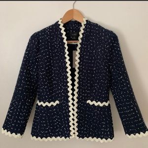 J.Crew navy spotted tweed going out Blazer